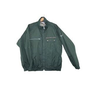 Vintage Reebok Green Windbreaker Track Jacket Mesh Lined Logo Tape Size 3